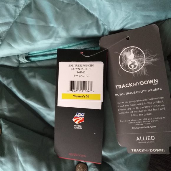 Spyder Active Sports Women's Solitude Down Poncho Baltic Med - Picture 4 of 7